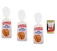 Italian Gourmet Lot de 3 mini rouleaux de 300 g de hotdog souples pour saucisses, sandwichs, fêtes, buffets, barbecues, anniversaires d'enfants + Polpa gourmet italien