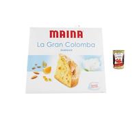 Italian Gourmet Maina La Gran Colomba Classique 1 kg - Colombe de Pâques Italienne Artisanale - Gâteau Traditionnel aux Écorces d’Orange et Amandes + Polpa de Tomates Italiennes 400 g