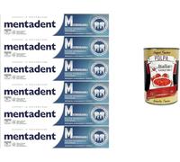 Italian Gourmet Mentadent Lot de 6 tubes de dentifrice antibactérien en profondeur contre la plaque dentaire et la mauvaise haleine 6 x 75 ml + Italian Gourmet Polpa