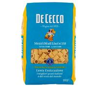 Lot de 5 pâtes de Cecco 100 % italiennes Mezzi Ditali Lisci n° 158 nouilles 500 g de pâtes courtes
