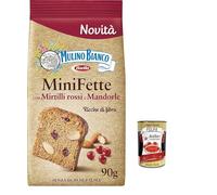 Italian Gourmet Mulino Bianco MiniFette Biscottes aux Cranberries & Amandes 3x90g - Toast sucrés croustillants riches en fibres, sans huile de palme, petit-déjeuner & snack + Italian Gourmet Polpa