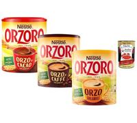 Italian Gourmet Orzoro Lot Mixte 2 x 120 g + 1 x 180 g (420 g) - Boisson chaude soluble à l’orge - Orge nature, orge & café, orge & cacao - Alternative au café, instantanée + Italian Gourmet polpa