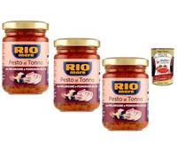 Italian Gourmet Pesto de Thon Rio Mare aux Aubergines & Tomates Séchées - Sauce pesto italienne prête à l’emploi pour pâtes, bruschetta & apéritif - Lot 3 x 130 g (390 g) + Italian Gourmet Polpa