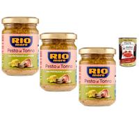 Italian Gourmet Pesto de Thon Rio Mare Pistaches & Citron - Sauce pesto prête à l’emploi pour pâtes, bruschetta & apéritif - Lot 3 x 130 g (390 g) + Italian Gourmet Polpa