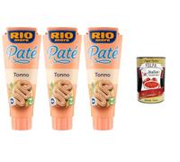Italian Gourmet Rio Mare Paté de Saumon Rose - Tartinade crémeuse de saumon, idéale pour toasts, canapés, sandwichs & apéritif - Lot 3 x 100 g (300 g) + Italian Gourmet polpa