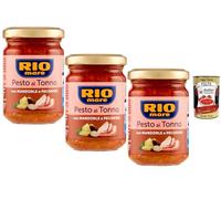 Italian Gourmet Rio Mare Pesto au Thon avec Amandes et Fromage Pecorino - Lot de 3 Pots de 130 g - Sauce Italienne Gourmande Prête à l’Emploi - Idéal pour Pâtes + Italian Gourmet polpa