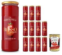 Italian Gourmet - Rosso Gargano - Passata de Tomates des Pouilles 12 x 690 ml - purée de tomate italienne lisse, idéale sauce tomate, pizza, pâtes, ragù, méditerranéenne + Italian Gourmet polpa