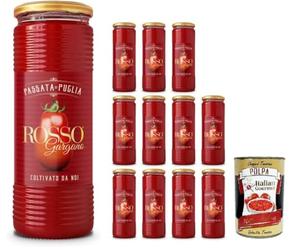 Italian Gourmet - Rosso Gargano - Passata de Tomates des Pouilles 12 x 690 ml - purée de tomate italienne lisse, idéale sauce tomate, pizza, pâtes, ragù, méditerranéenne + Italian Gourmet polpa