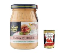 Italian Gourmet Salsa Burger Sauce Mayonnaise Moutarde Épicée 3 x 180g | Avec oignons, sauce crémeuse pour paninis, grillades et frites, poids net total 540g + Polpa 400g offerte