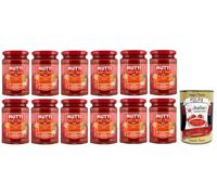 Italian Gourmet Sauce avec tomate Datterino 12 x 280 g Sauce italienne | Avec huile d'olive vierge extra ; crémeuse et fruitée, idéale pour les pâtes, pizza, poids net total 3,36 kg + pulpe 400 g
