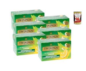 Italian Gourmet Thé Vert Citron 6 x 20 Sachets de 2 g - Infusion Thé Vert Aromatisé Citron Saveur Fraîche + Italian Gourmet Polpa Tomates Italiennes 400 g