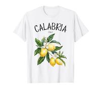 Italian Heritage Gifts Calabria Lover Traveler T-Shirt Citron Calabria Art Italien Vintage Italia Unisex Adulte Classic Fit Mandarin Collar Graphic T-Shirt Blanc S