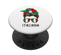 Italian Italiana Girl Italian Heritage Italy Flag PopSockets PopGrip Adhésif