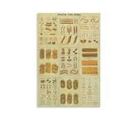 Italian Kitchen Poster Vintage Pasta Italiana Canvas Wall Art Cuisine Knowledge Decor for Living Room Bedroom(Framed,16x24inch(40x60cm))