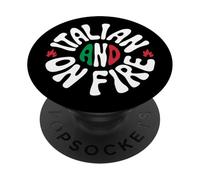 Italian & on Fire - Drapeau Italie Couleurs Fitness Motivation PopSockets PopGrip Adhésif