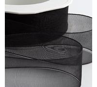 Italian Options Rouleau de ruban en mousseline de soie, 25 mm x 20 m, noir