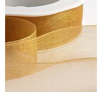 Italian Options Rouleau de ruban en mousseline d'organza Doré antique 25 mm x 20 m