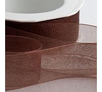 Italian Options Rouleau de ruban en mousseline d'organza Marron 25 mm x 20 m