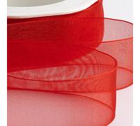Italian Options Rouleau de ruban en mousseline d'organza Rouge 7 mm x 50 m