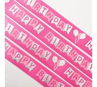 Italian Options Ruban de satin Happy Birthday 16 mm x 10 m Rose vif