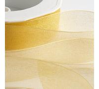 Italian Options Ruban en mousseline de soie d'organza Doré 25 mm x 20 m