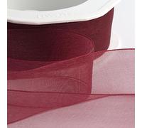 Italian Options Ruban en mousseline d'organza Bordeaux 7 mm x 50 m