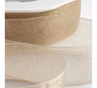 Italian Options Ruban en mousseline d'organza, rouleau de 38 mm x 20 m, beige