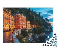 Italian Riviera Puzzles 1000 Pièces Recyclé Paper Cliffside Resort Puzzle pour garçons et Filles dès 6 Ans Jeu éducatif Challenge Fun Jeu Familial 38x26cm/1000 pièces