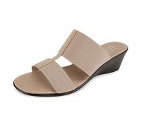 ITALIAN Shoemakers Sadey Sandales compensées confortables en tissu extensible avec sangle en H, nude, 36 EU