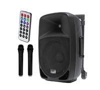Italian Stage IS FR12AWV2 Système audio Trolley Amplifié 12" avec 2 microphones sans fil UHF, carte SD, USB, module Bluetooth et télécommande, 200w de crête, Noir