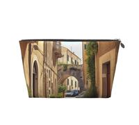 Italian Street Prints Trousse de toilette de voyage en cuir PVC avec fermetures éclair dorées, organiseur étanche pour maquillage, articles de toilette et essentiels, Argenté., Taille unique, Trousse