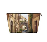 Italian Street Prints Trousse de toilette de voyage en cuir PVC avec fermetures éclair dorées, organiseur étanche pour maquillage, articles de toilette et essentiels, doré, Taille unique, Trousse de