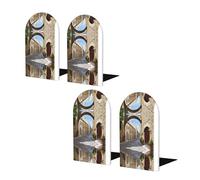 Italian Street - Serre-livres en bois avec base en métal pour étagères, maison, bureau, organisateur robuste, paire de cadeaux.