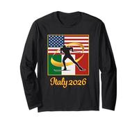 Italie 2026 Cross-Country Skiing USA Italie Flags Winter Manche Longue