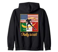 Italie 2026 Cross-Country Skiing USA Italie Flags Winter Sweat à Capuche
