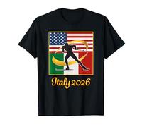 Italie 2026 Cross-Country Skiing USA Italie Flags Winter T-Shirt