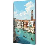 Italie Diamond Painting, Peinture Diamant Venise Diamond Painting Adulte, Bricolage 5D Cristal Strass Point de Croix Broderie Diamant Loisirs Créatifs Adultes pour Murale Décoration 70x140cm zp24-2s