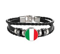 Italie Drapeau tressé Bracelet chaîne en Cuir Cristal Bracelet Souvenir, Mode Bracelet Fait à la Main pour Homme et Cadeau de Jour spécial Femme