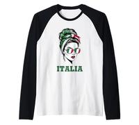 Italie Femme Chignon Drapeau Italienne Fier pour Fille Manche Raglan