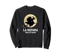 Italie La Befana Silhouette de sorcière de Noël Pleine Lune Sweatshirt