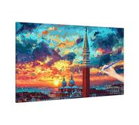 Italie Peinture par Numero Adulte Enfant, DIY Peinture Numero Adulte Paysage, Kit Creatif Paint by Numbers for Adults avec Pinceaux et Pigment pour Tableau Decoration Murale, Cadeau Femme 70x30cm Q-93