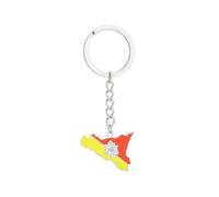 Italie Sicile Carte Drapeau Pendentif Porte-Clés - Vintage Ethnique Émail Géométrique Patriotique Bijoux Charme Pays Souvenir Porte-Clés, Tendance De La Mode Clé De Voiture Sac Décor Accessoir