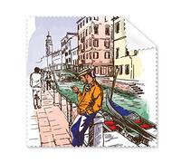 Italie Venise Paysage Douanes Landmark National Illustration Motif Lunettes Chiffon Chiffon de Nettoyage Nettoyant pour Écran de Téléphone 5 Pcs