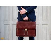 italien Cuir véritable sacoche Business sacoche sac bandoulière pour ordinateur portable Sacs Messenger (Marron)