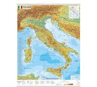 Italien physisch mit UNESCO Welterbestätten und Nationalparks - Wandkarte mit Metallbeleistung NEUE AUFLAGE