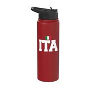 Italy Country Code with Flag Trendy College Font Stainless Steel Insulated Water Bottle