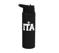 Italy Country Code with Flag Trendy College Font Stainless Steel Insulated Water Bottle