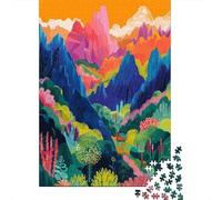 Italy Dolomites Mountains Minimalist Art Puzzle en Bois, 1000 pièces | Pour une activité plus longue autour de la table : ce puzzle 1000 pièces adulte offre une pause loin des écrans.