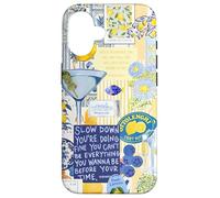 Italy Lemon Positano Capri Summer Art Collage Coque pour iPhone 16