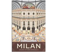 Italy Milan Gallery Palace Vintage Rétro Mur Art Toile Affiche Art Imprimer Chambre Décoration Accueil Décoration Sans cadre 60x90cm